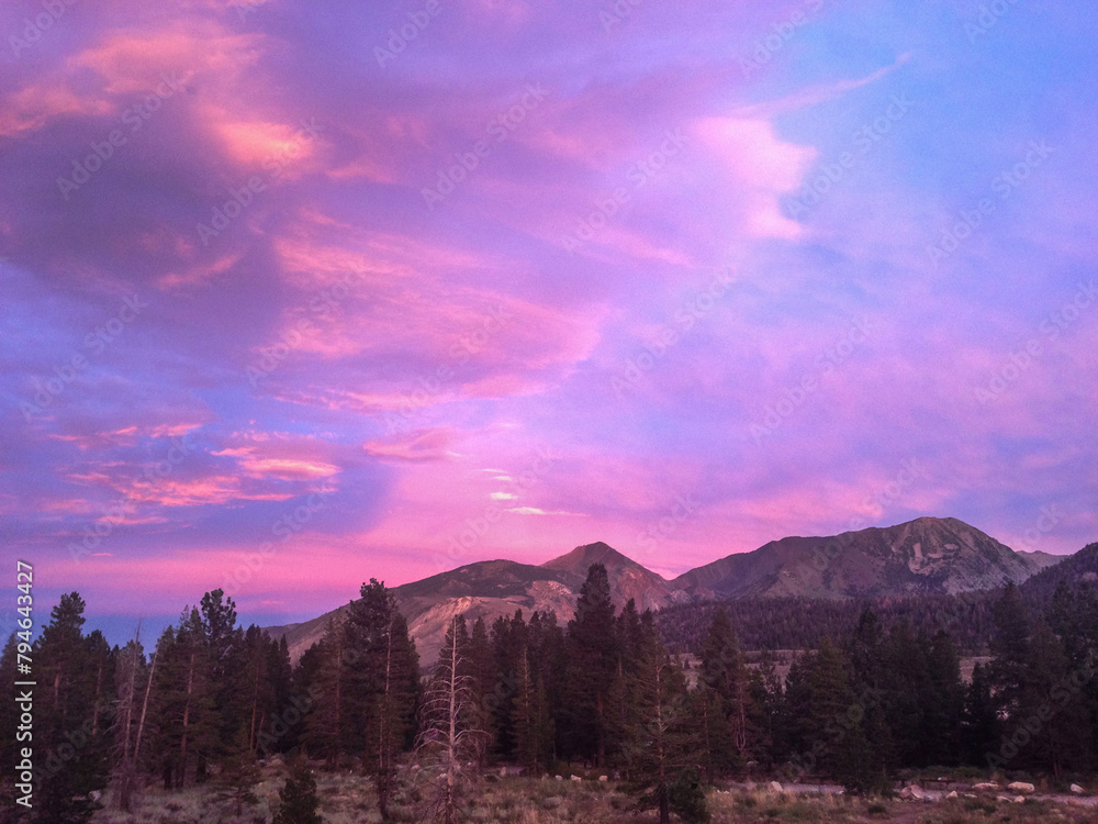 Yosemite National Park mountains at sunset