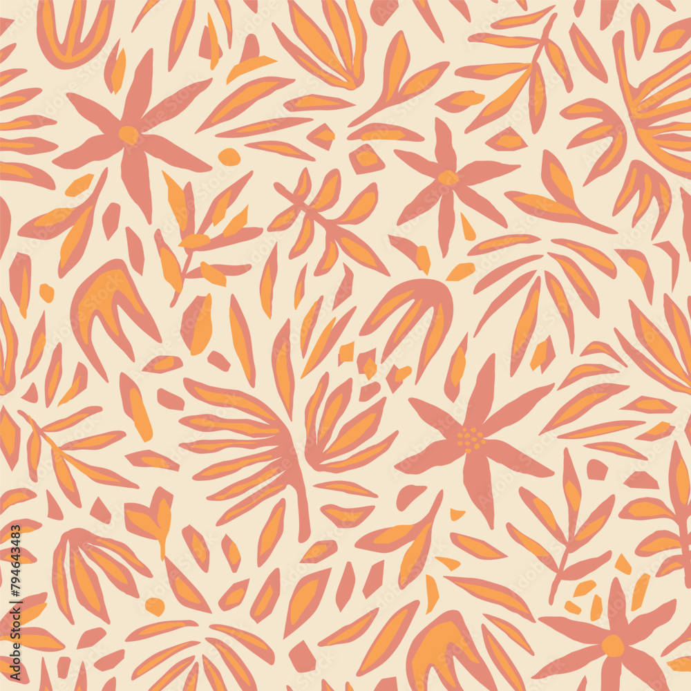 Minimal abstract organic shapes pattern. Collage contemporary print. Modern, ethnic fashion design for fabric. Vintage vector seamless pattern in style of paper cut Minimal abstract organic shapes pattern. Collage contemporary print. Modern, ethnic fashion design for fabric. Vintage vector seamless pattern in style of paper cut