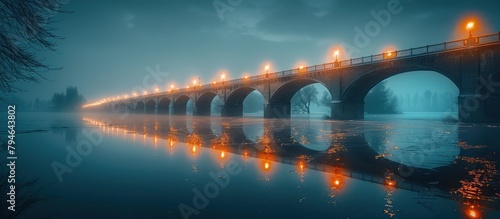 Bridge at night with natural architectural lights photo