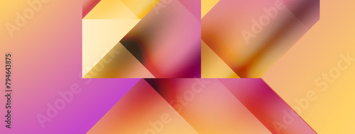 Vibrant hues of magenta, pink, and yellow form a symmetrical geometric pattern resembling petals and triangles on a purple background. A creative and colorful terrestrial plantinspired design