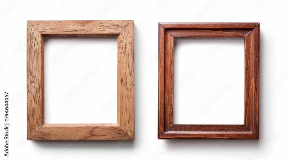 Two wooden frames on white surface Two wooden frames on white surface