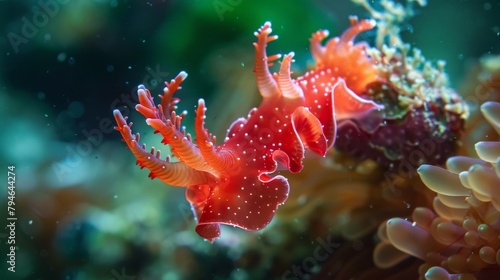 Red sea anemone with white spots