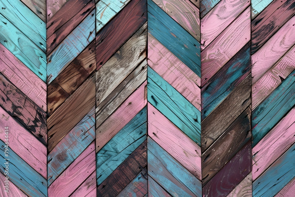 Fototapeta premium Colorful Wooden Chevron Pattern