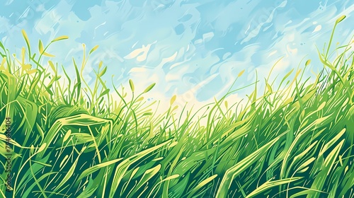 icelandic grass in beach windy day illustration  poster background 