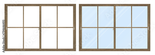 木製のセピア色の窓枠B セット	
