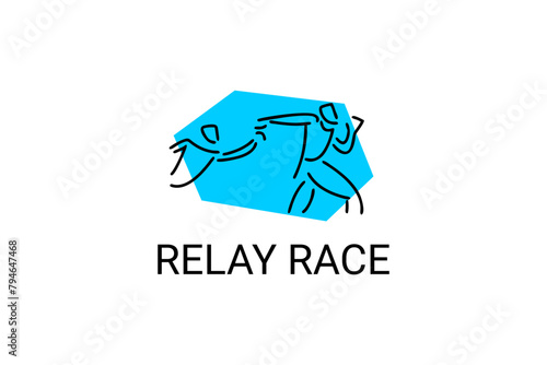 Relay race sport vector line icon. practice relay race. sport pictogram, vector illustration.