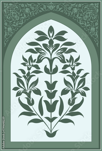 Indian flower motif design. Hand-drawn flower and botanical plant vector illustration.
