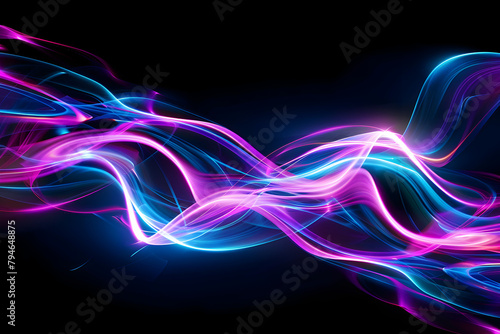 Luminous neon lines intertwining in a captivating galaxy of light. Abstract art at its best.