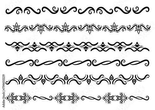 インド風の飾り罫セット。ベクターデータ。