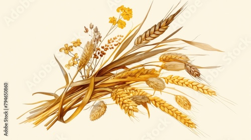 A rustic symbol of autumn a bundle of wheat stems represents a quintessential rural crop photo