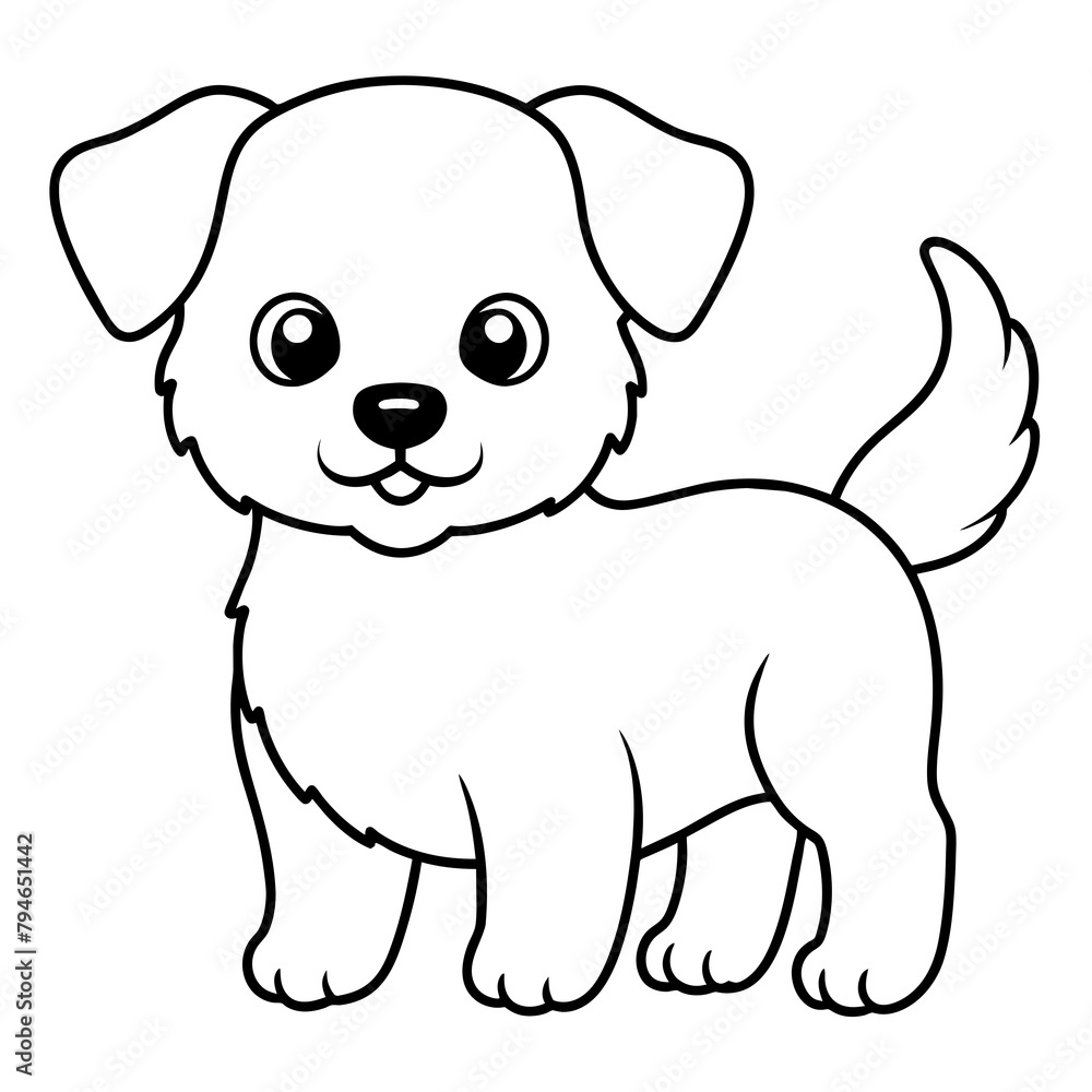 Cute puppy, cartoon, illustration and white background Cute puppy, cartoon, illustration and white background