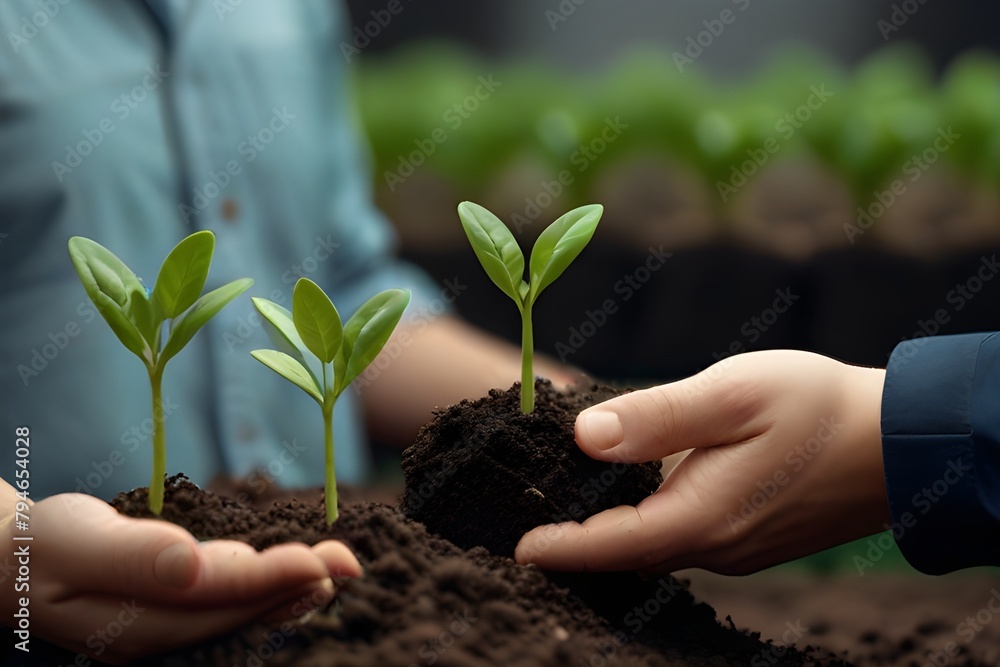 Agricultural technologies for growing plants and scientific research in the field of biology and chemistry of nature Living green sprout in the hands of a farmer Organic digital background Generative Agricultural technologies for growing plants and scientific research in the field of biology and chemistry of nature Living green sprout in the hands of a farmer Organic digital background Generative