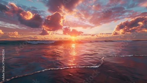  The gentle ebb and flow of waves create a symphony of serenity against a backdrop of a glowing sunset.   © Zestify
