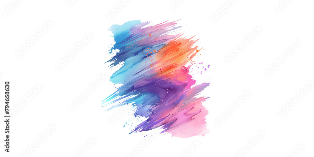 watercolor brush stroke, pastel color, pink orange blue purple, clipart, white background