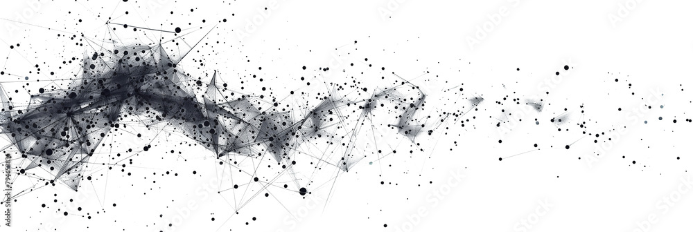 Fototapeta premium Digital abstract black dots and lines isolated on a transparent background