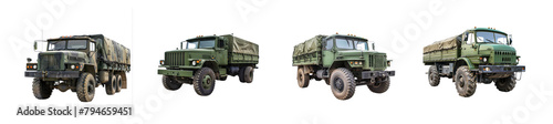 Set of military truck on transparency background PNG 