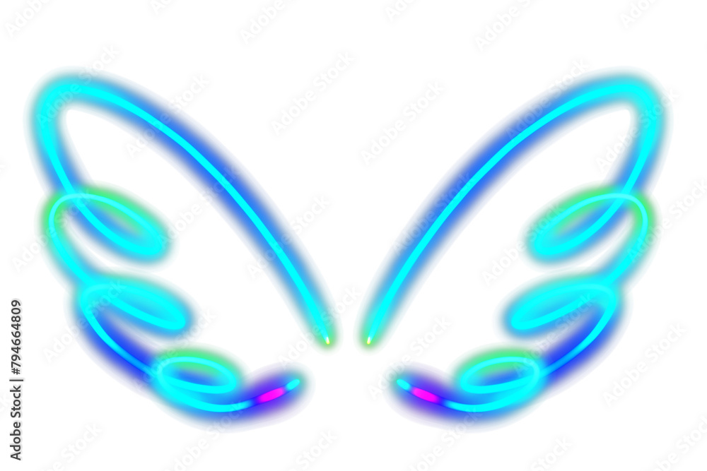 Fototapeta premium Cupid wing neon rainbow