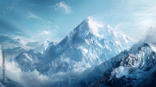 Majestic mountain peak in tranquil winter landscape wallpaper hd 8k 