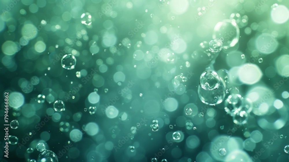 Defocused tranquility Soft unfocused glimmers of bubbles floating in a serene underwater scene inducing a sense of calm and peace. .