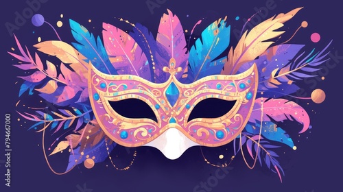 Dress up your Mardi Gras party with a vibrant carnival mask theme for a festive decoration