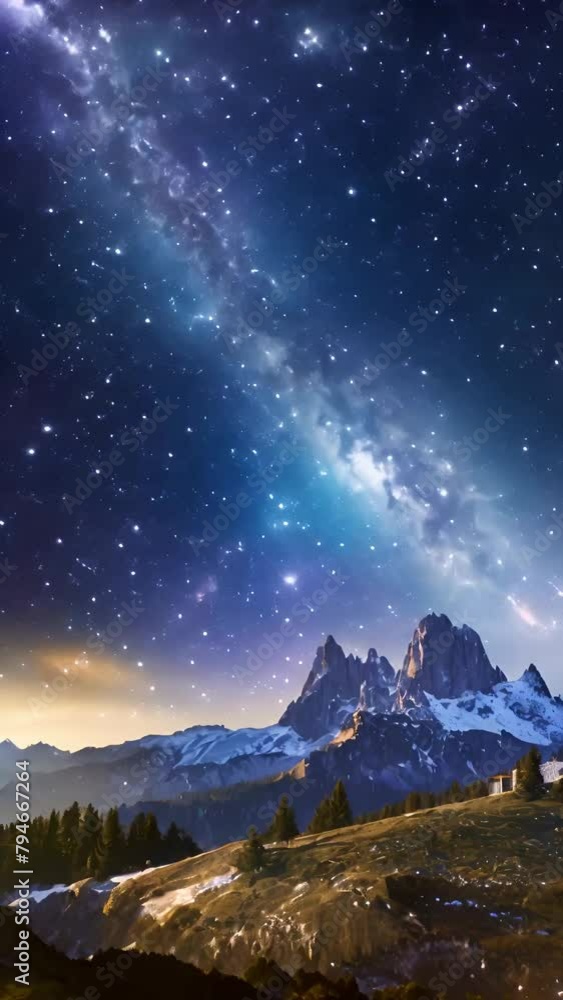 Starry Mountain Night with Galaxy View Starry Mountain Night with Galaxy View
