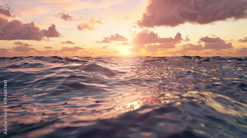 Fantasy sunset over seamlessly looped ocean