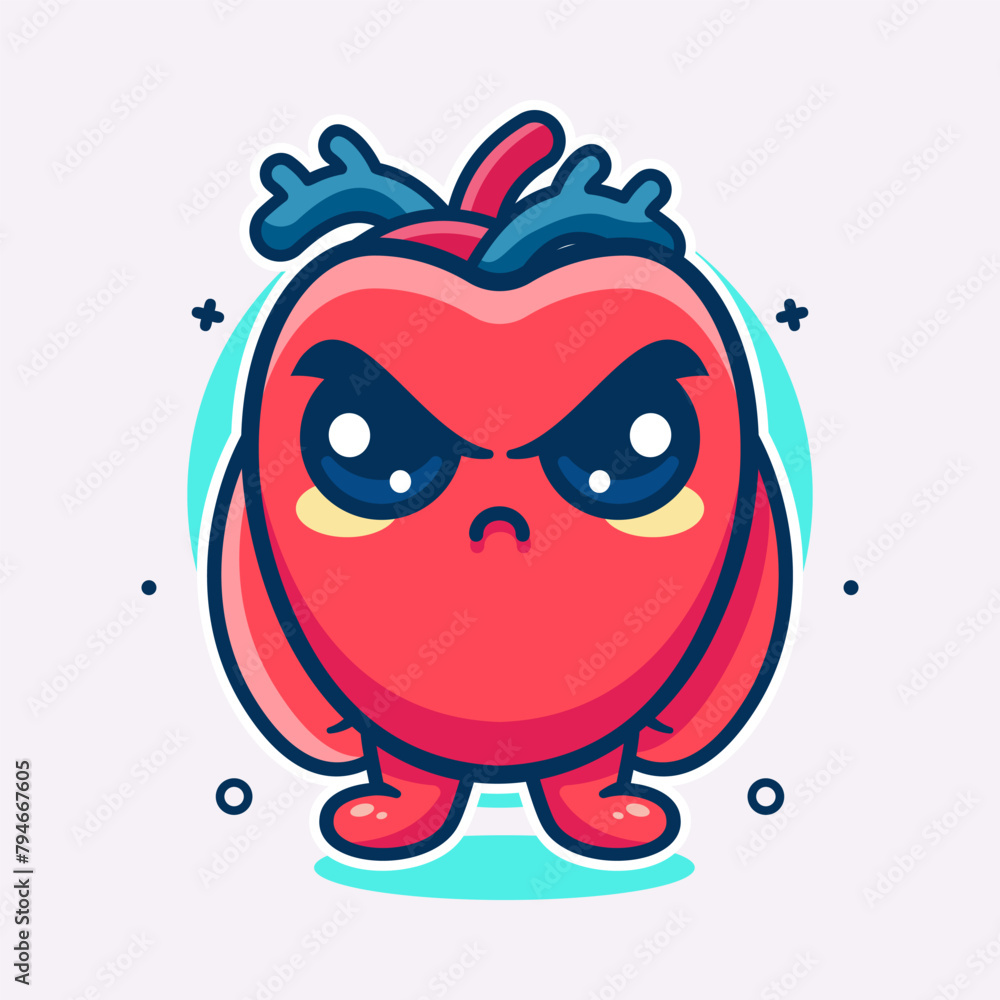 serious human heart organ character mascot with angry expression isolated cartoon serious human heart organ character mascot with angry expression isolated cartoon