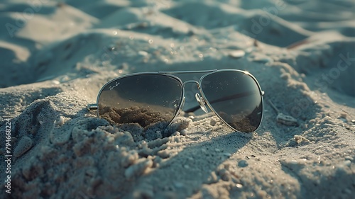 Wallpaper Mural Close up view. A sunglasses on the sand at the beach. Torontodigital.ca