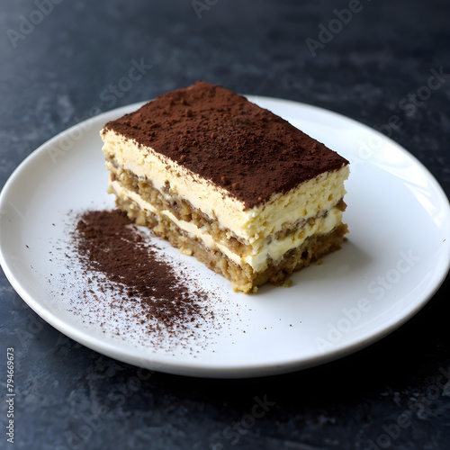 piece of tiramisu cake on a plate