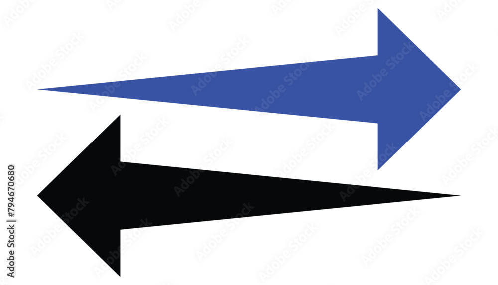 Dual sided black arrow. Horizontal dual sided long straight arrow signs. double arrow icon isolated on white background. Vector illustration. Long arrow. Dual sided black arrow. Horizontal dual sided long straight arrow signs. double arrow icon isolated on white background. Vector illustration. Long arrow.