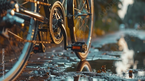 A close-up of a bicycle's pedals, showcasing the power and control that riders enjoy on World Bicycle Day.