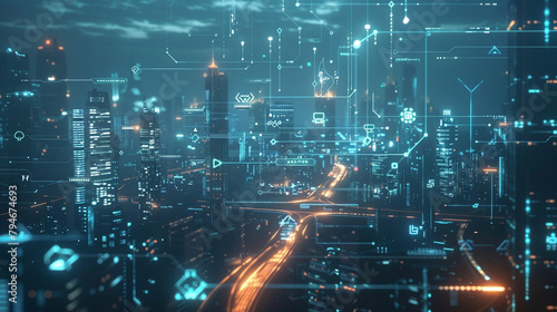A visually striking animation of interconnected data in a futuristic world,