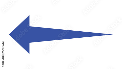 Long blue arrow icon. left blue arrow 3d illustration.