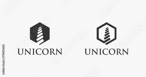 Modern corporate minimalist of unicorn horn logo, unicorn logo icon vector on white background