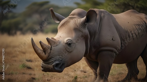 rhino near to extinction specie, Earth Day or World Wildlife Day concept. Save our planet, protect green nature and endangered species, biological diversity theme.generative.ai  © Zartasha