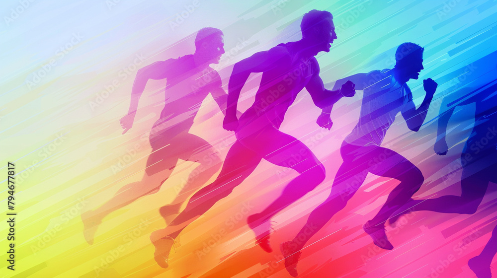 Dynamic visualization of athletics with a rainbow color palette,