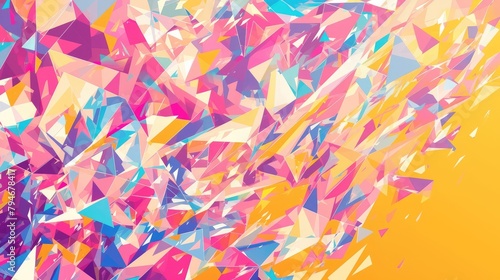 Vibrant geometric polygons create a captivating multicolored abstract backdrop