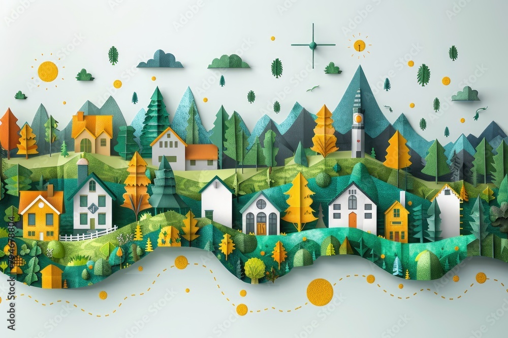 Fototapeta premium An eye-catching infographic explaining the benefits of eco-friendly living, with dynamic charts and green energy icons