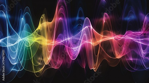 A colorful wave of radio sound on black background.