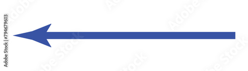 Long blue arrow icon. left blue arrow 3d illustration.