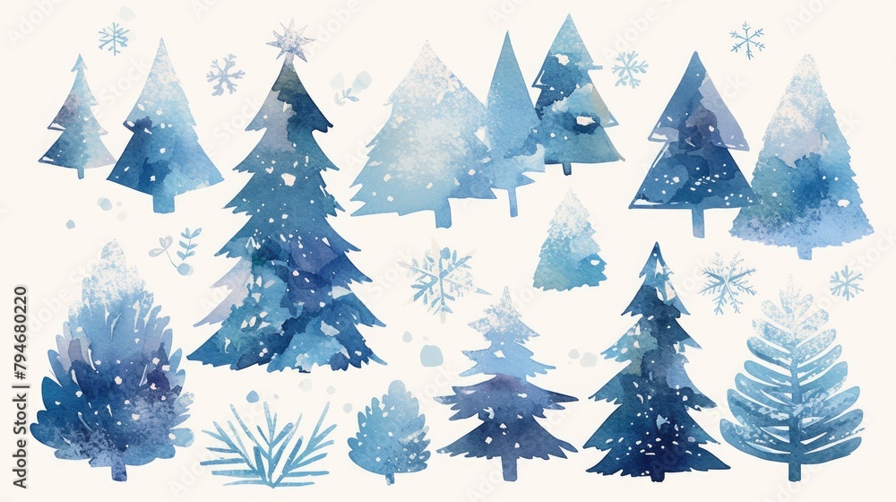 Evoke the serene beauty of snowy hills with this watercolor clipart Perfect for creating stunning designs landscapes and nature themed cards these isolated elements are ready to bring your 
