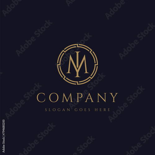 Monogram letter IM logo, letter MI logo icon vector template on dark background