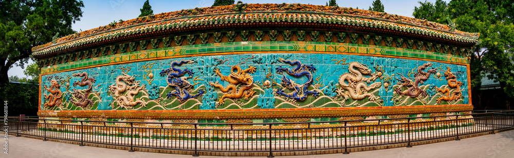 Fototapeta premium Chinese Nine-Dragon screen wall, Built in 1756, Beihai Park, Beijing