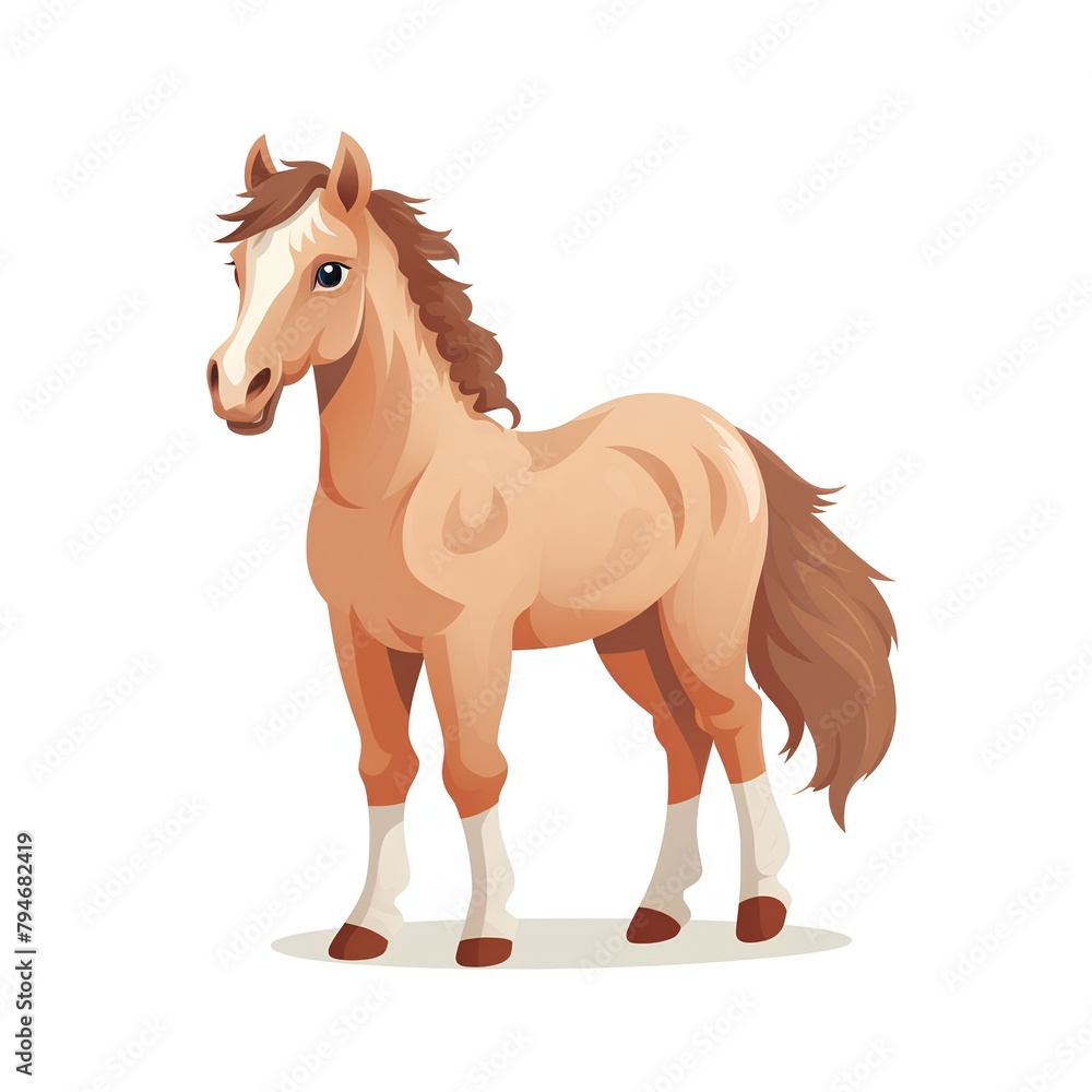 Horse isolated on white background. Vector illustration in cartoon style. Horse isolated on white background. Vector illustration in cartoon style.