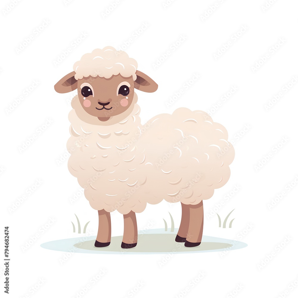 Sheep standing on the grass. Cartoon vector illustration isolated on white background. Sheep standing on the grass. Cartoon vector illustration isolated on white background.