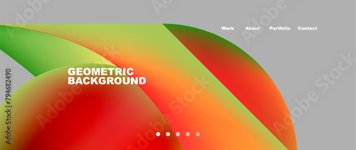 A vibrant geometric background featuring circles in orange and green hues on a grey backdrop, reminiscent of a terrestrial plant seen through macro photography