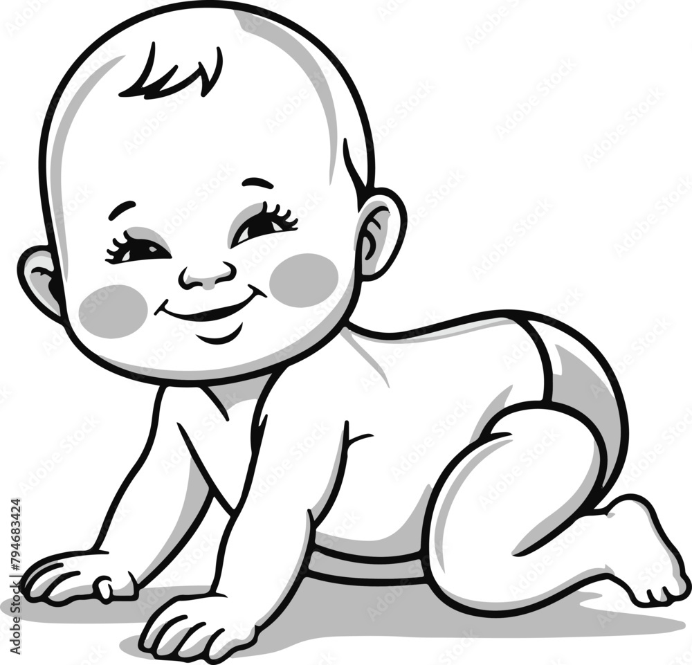 Cartoon character, Crawling little baby boy Cartoon character, Crawling little baby boy