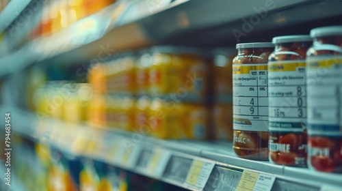 A close-up of a food label with nutritional information, emphasizing the importance of food safety in food labeling and packaging.