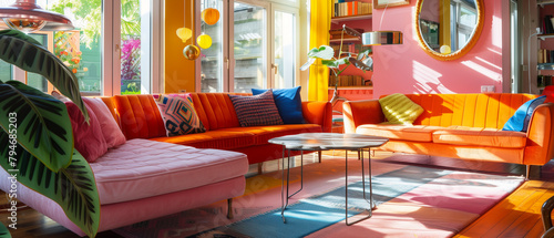 living room with colorful interior