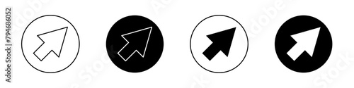 Cursor icon set. mouse click arrow vector symbol. computer pointer sign in black filled and outlined style.